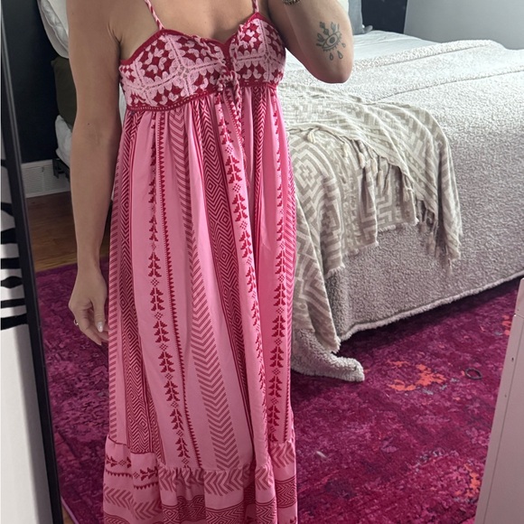Pink and Red Crochet Maxi Dress - Picture 2 of 2